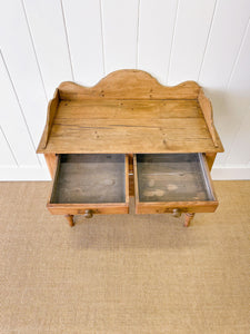 An English Country Pine Galleried Washstand or Console Table