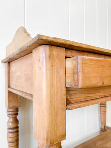 An English Country Pine Galleried Washstand or Console Table