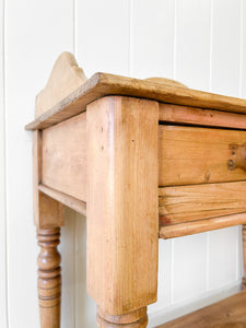 An English Country Pine Galleried Washstand or Console Table
