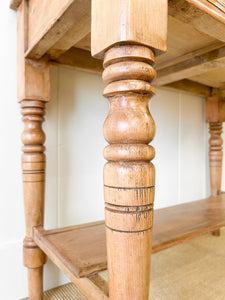 An English Country Pine Galleried Washstand or Console Table