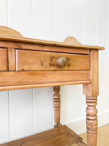 An English Country Pine Galleried Washstand or Console Table