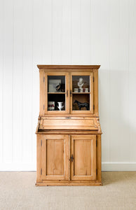 An Antique 19th Century French Pine Bookcase Cabinet Secretary Desk
