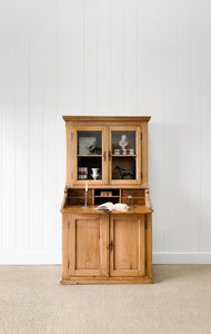 An Antique 19th Century French Pine Bookcase Cabinet Secretary Desk
