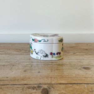 An Antique Chinese Painted Ceramic Trinket Box c1920