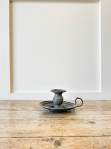 An Antique Pewter Candlestick Holder or Chamberstick