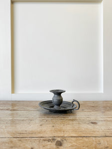 An Antique Pewter Candlestick Holder or Chamberstick