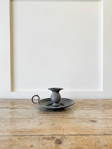 An Antique Pewter Candlestick Holder or Chamberstick