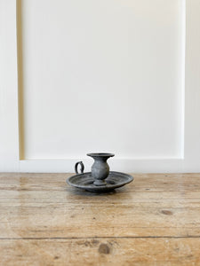 An Antique Pewter Candlestick Holder or Chamberstick