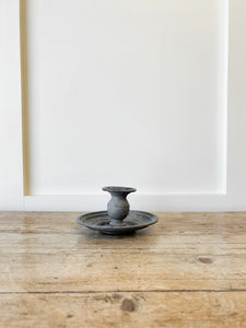 An Antique Pewter Candlestick Holder or Chamberstick