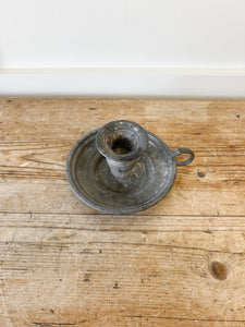 An Antique Pewter Candlestick Holder or Chamberstick