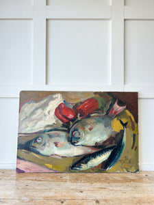 A Swedish Still Life Painting of Fish and Red Peppers c1920
