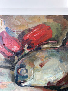 A Swedish Still Life Painting of Fish and Red Peppers c1920
