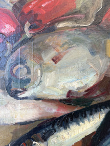 A Swedish Still Life Painting of Fish and Red Peppers c1920