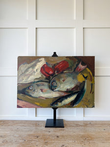 A Swedish Still Life Painting of Fish and Red Peppers c1920