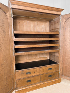 A Stately English 19th Century Oak Linen Press Cupboard
