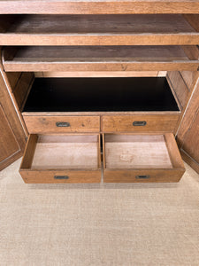 A Stately English 19th Century Oak Linen Press Cupboard