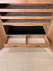 A Stately English 19th Century Oak Linen Press Cupboard