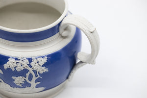 Antique Blue and White Pitcher with A Fox Hunting Scene