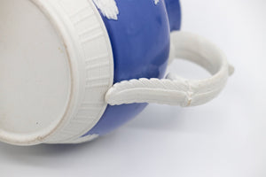 Antique Blue and White Pitcher with A Fox Hunting Scene