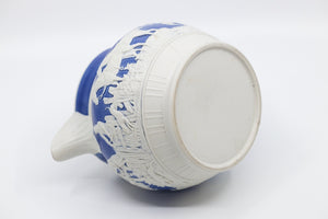 Antique Blue and White Pitcher with A Fox Hunting Scene