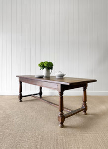 Antique English Country 7ft Oak Refectory Style Table