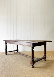 Antique English Country 7ft Oak Refectory Style Table