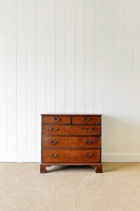 A English Georgian Oak Chest of Drawers with Swan Neck Hardware