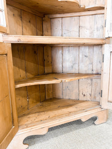 An English 19th Century Pine Corner Cupboard with Astragal Glazed Doors