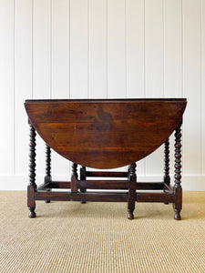 A Charming Antique English Country Oak Drop Leaf Gate Leg Table With Drawer c1780