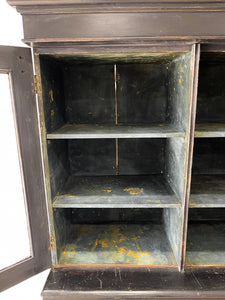 A Large 19th Century English Pine Ebonized Linen Press Cupboard
