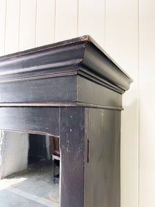 A Large 19th Century English Pine Ebonized Linen Press Cupboard