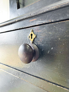 A Large 19th Century English Pine Ebonized Linen Press Cupboard