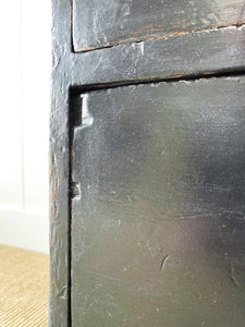 A Large 19th Century English Pine Ebonized Linen Press Cupboard