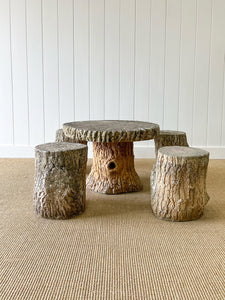 A Delightful Faux Bois  Garden Table and 4 Stools