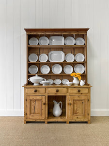 A Rustic Pine Welsh Dresser or Cupboard c1890 With Dog Kennel Center