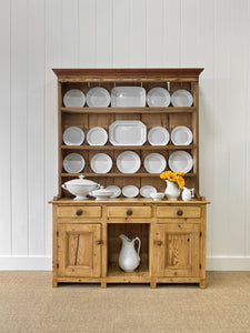 A Rustic Pine Welsh Dresser or Cupboard c1890 With Dog Kennel Center
