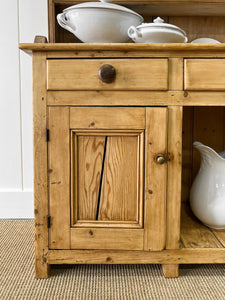 A Rustic Pine Welsh Dresser or Cupboard c1890 With Dog Kennel Center