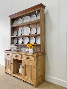 A Rustic Pine Welsh Dresser or Cupboard c1890 With Dog Kennel Center