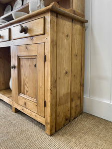A Rustic Pine Welsh Dresser or Cupboard c1890 With Dog Kennel Center