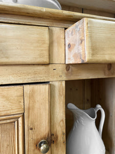 A Rustic Pine Welsh Dresser or Cupboard c1890 With Dog Kennel Center