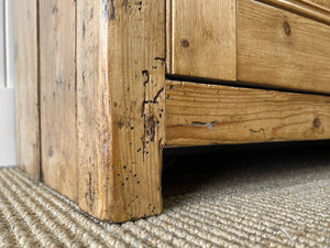 A Rustic Pine Welsh Dresser or Cupboard c1890 With Dog Kennel Center