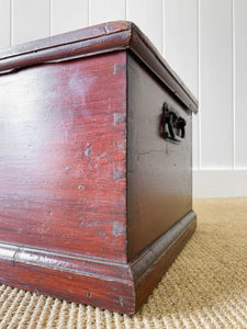 An English Pine Blanket Box or Small Low Coffee Table With Iron Handles c1850