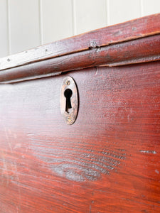 An English Pine Blanket Box or Small Low Coffee Table With Iron Handles c1850