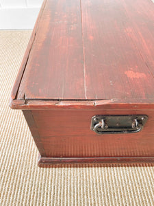 An English Pine Blanket Box or Small Low Coffee Table With Iron Handles c1850
