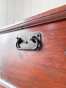 An English Pine Blanket Box or Small Low Coffee Table With Iron Handles c1850
