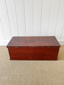 An English Pine Blanket Box or Small Low Coffee Table With Iron Handles c1850