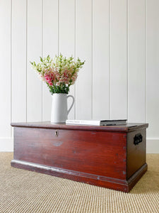 An English Pine Blanket Box or Small Low Coffee Table With Iron Handles c1850