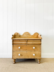 An English Pine Chest of Drawers Dresser with Gallery c1880