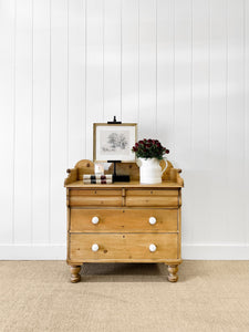 An English Pine Chest of Drawers Dresser with Gallery c1880