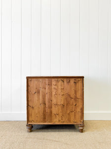 An Antique English Pine Chest of Drawers Dresser Tulip Feet with Brass Escutcheons c1890